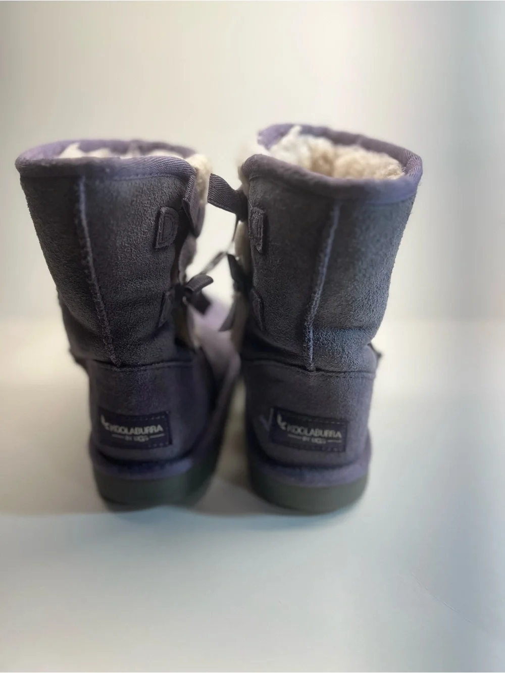 UGG Kids Suede Mid-Calf Boots with Bow Trim - Purple. Victoria Short Boot